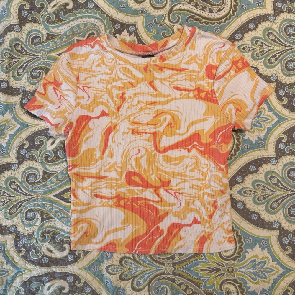 Wild Fable Orange Swirl Crop Top Size S